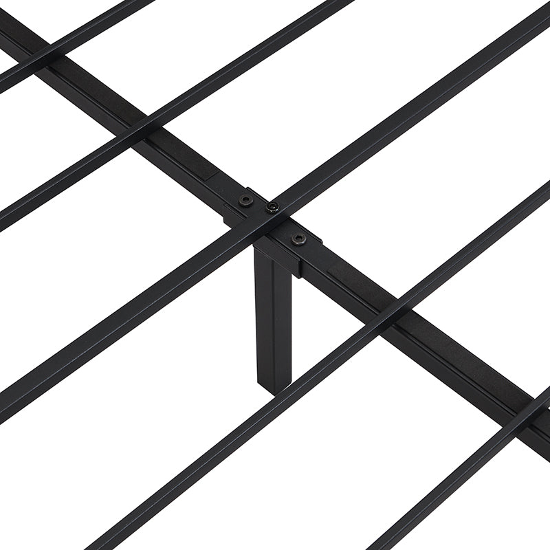 King Bed Frame, Storage Headboard With Charging Station, Solid And Stable, Noise Free, No Box Spring Needed, Easy Assembly King Antique Brown Metal Bedroom Bed Frame Metal & Wood