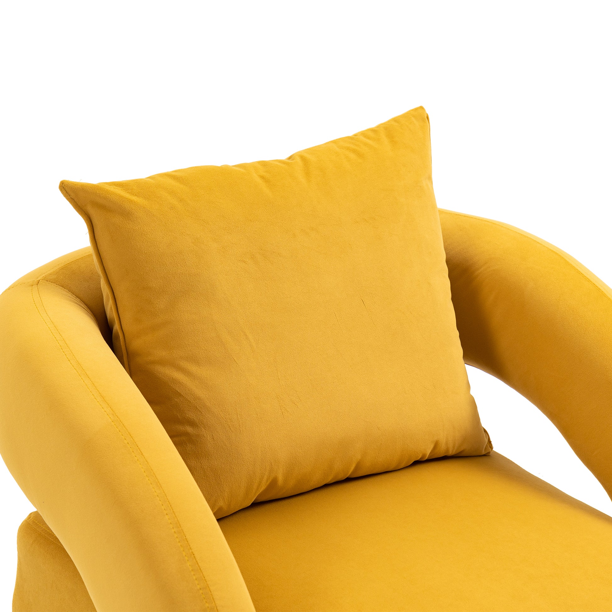 House Hold Accent Chair With Ottoman, Mid Century Modern Barrel Chair Upholstered Club Tub Round Arms Chair For Living Room Mustard Yellow Velvet