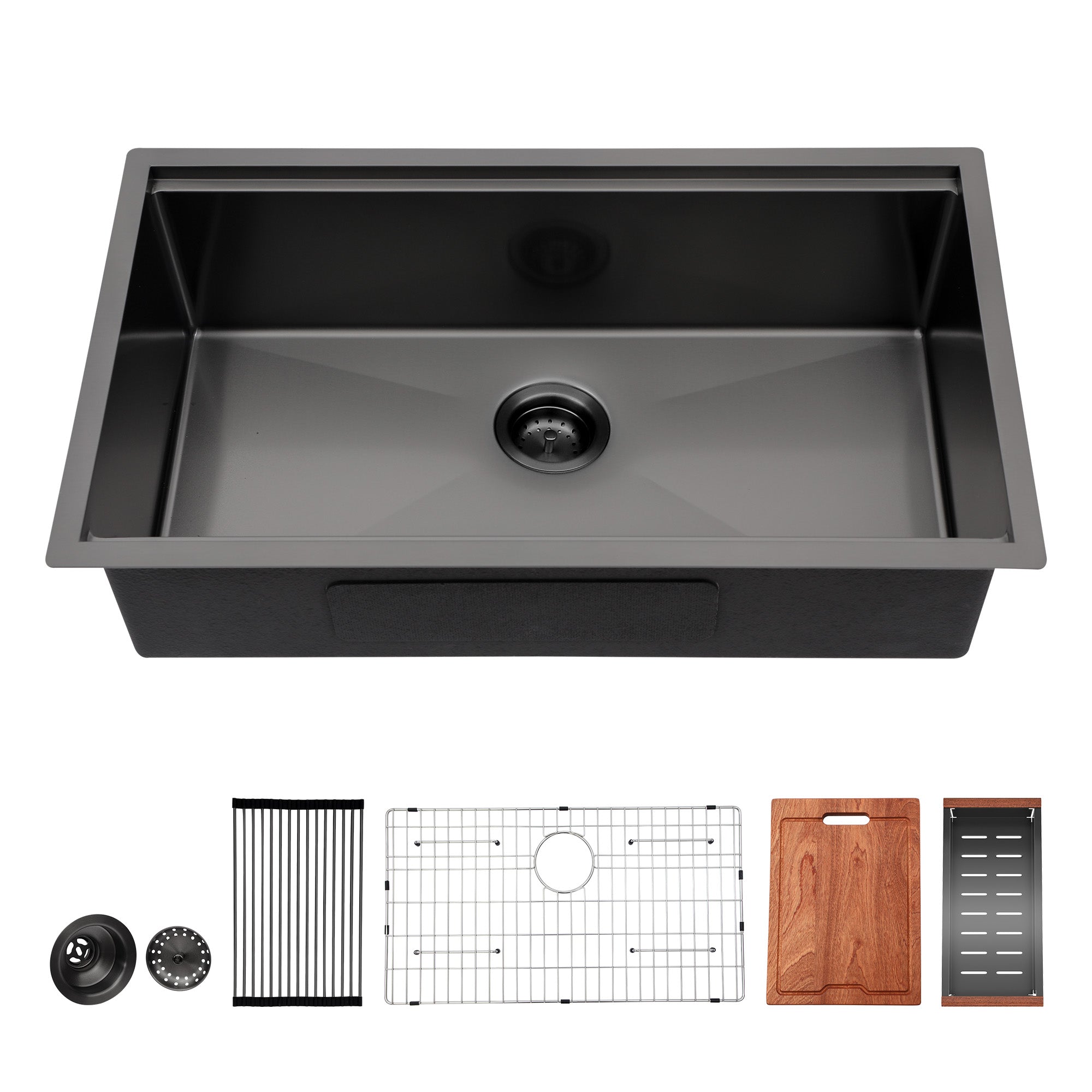 Gunmetal Black Workstation Kitchen Sink 33"X 19"X 10" Single Bowl Workstation Undermount Kitchen Sink 16 Gauge Stainless Steel Gunmetal Black Stainless Steel