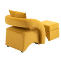 House Hold Accent Chair With Ottoman, Mid Century Modern Barrel Chair Upholstered Club Tub Round Arms Chair For Living Room Mustard Yellow Velvet