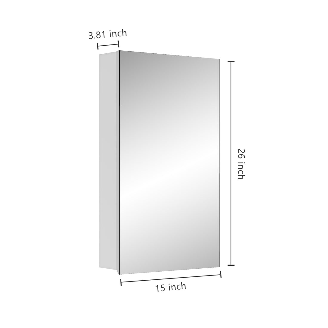 15" W x 26" H Single Door Bathroom Medicine Cabinet 3-white-1-up to 17 in-24 to 31 in-bathroom-less