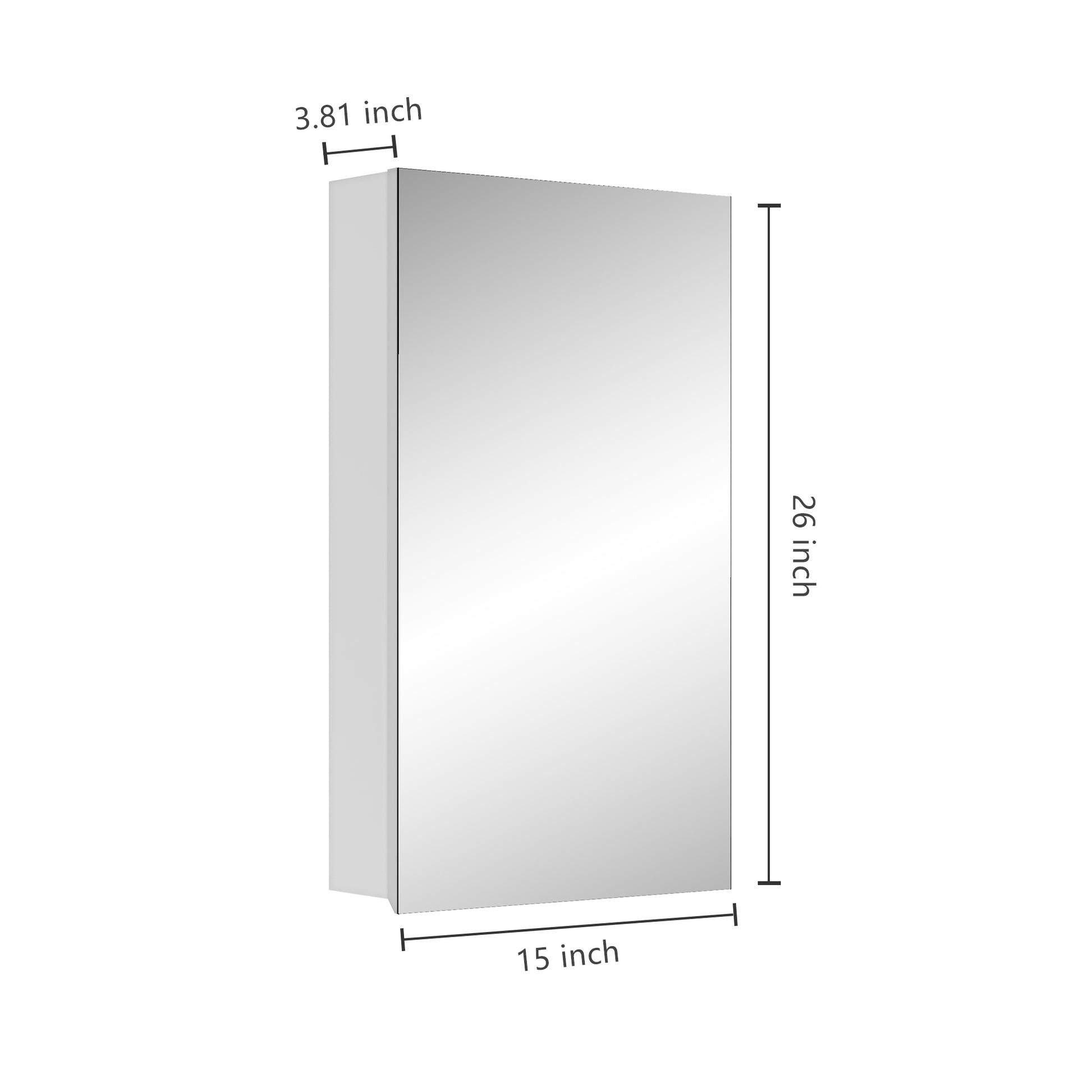 15" W x 26" H Single Door Bathroom Medicine Cabinet 3-white-1-up to 17 in-24 to 31 in-bathroom-less