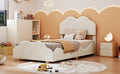 Twin Size Upholstered Platform Bed With Cloud Shaped Bed Board, Beige Beige Velvet