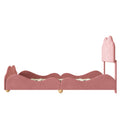 Full Size Upholstered Platform Bed With Cloud Shaped Bed Board, Dark Pink Dark Pink Velvet