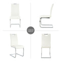 Modern Dining Chairs With Faux Leather Padded Seat Dining Living Room Chairs Upholstered Chair With Chrome Metal Legs Design For Kitchen, Living, Bedroom, Dining Room Side Chairs Set Of 2 White