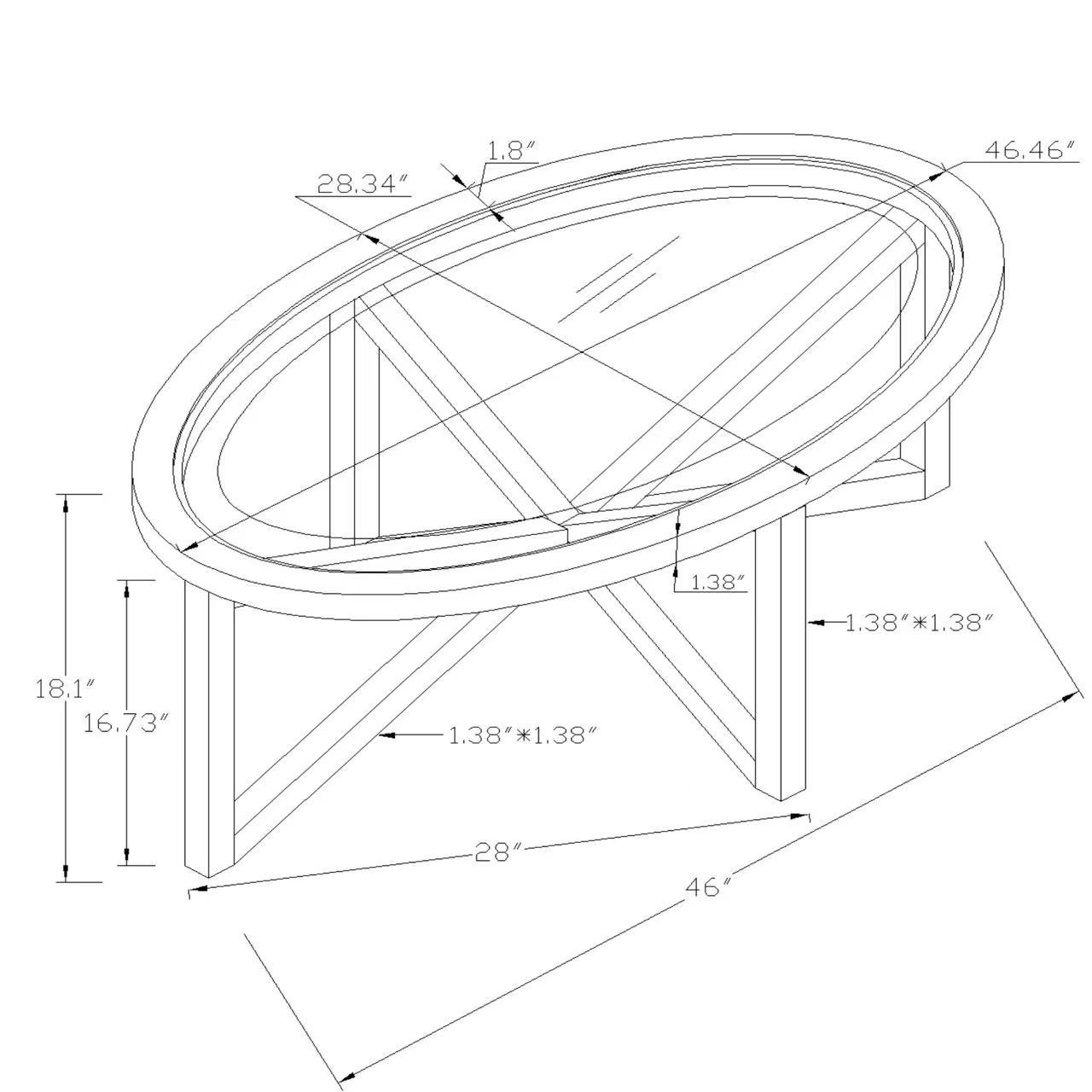 Modern Simple Glass Coffee Table, Tempered Glass Coffee Table Solid Wood Base Round Transparent Glass Top Modern Living Room Terrace Study Coffee Table Cherry Wood Glass