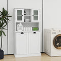 Two Compartment Tilt Out Dirty Laundry Basket Tall Bathroom Cabinet With 2 Adjustable Shelves White White Mdf