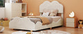 Twin Size Upholstered Platform Bed With Cloud Shaped Bed Board, Beige Beige Velvet