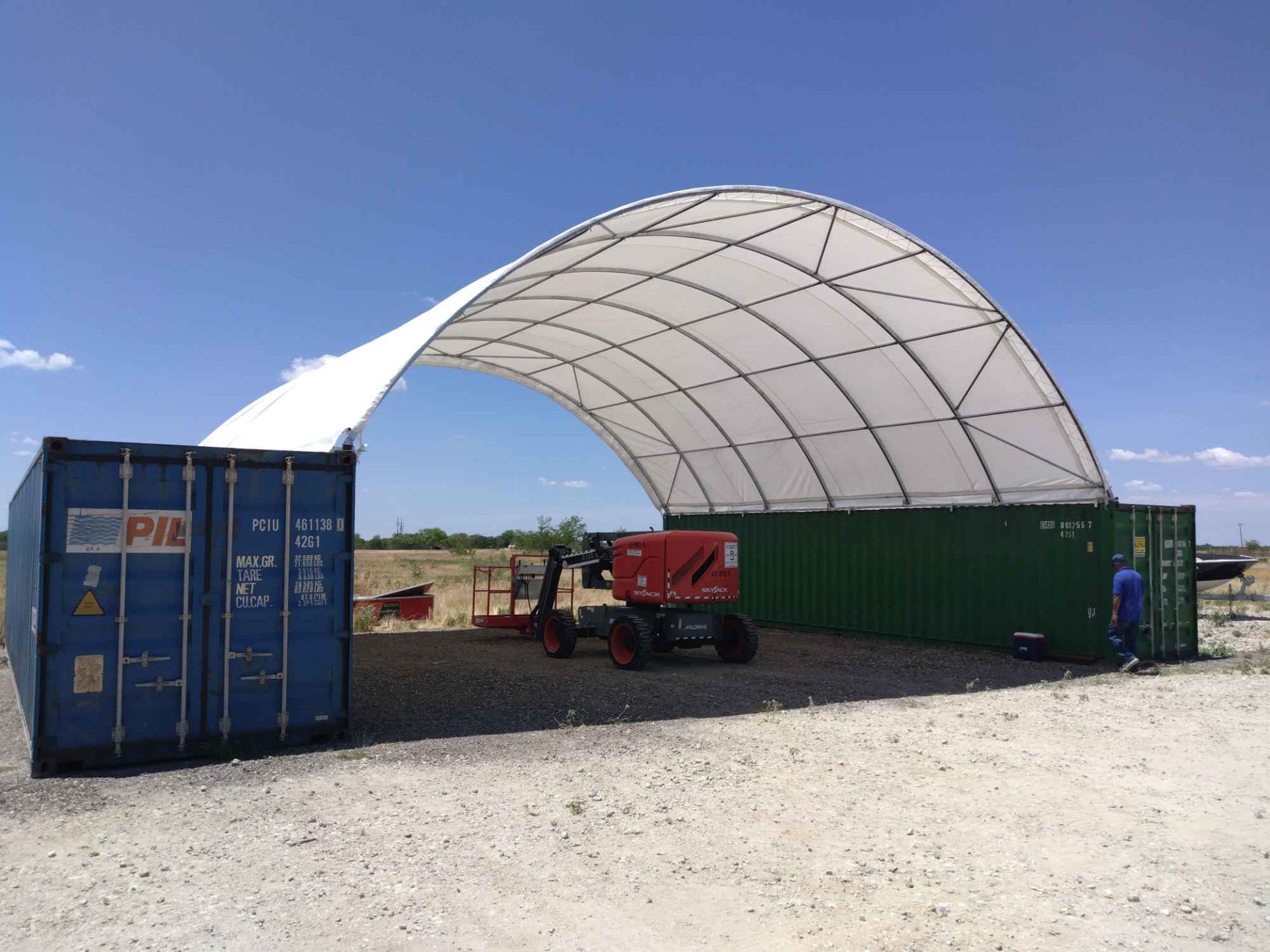 Ping Container Canopy Shelter 20'X20',15Oz Pvc White Industrial Steel