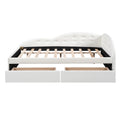 Full Size Pu Upholstered Tufted Daybed With Two Drawers And Cloud Shaped Guardrail, White Box Spring Not Required Full White Wood Faux Leather Upholstered