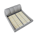 Queen Size Upholstered Platform Bed With Oversized Padded Backrest, Thickening Pinewooden Slats And Solid Wood Leg,Grey Queen Grey Pine Solid Wood
