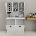 Two Compartment Tilt Out Dirty Laundry Basket Tall Bathroom Cabinet With 2 Adjustable Shelves White White Mdf