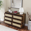 Drawer Bedroom Dresser, Wooden Antique Dresser, Tv Cabinet Bedroom Living Room Corridor Storage Dresser, Storage Box Drawer Cabinet, Six Drawer Cabinet Natural Walnut Solid Wood Mdf