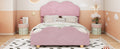 Full Size Upholstered Platform Bed With Cloud Shaped Bed Board, Light Pink Light Pink Velvet