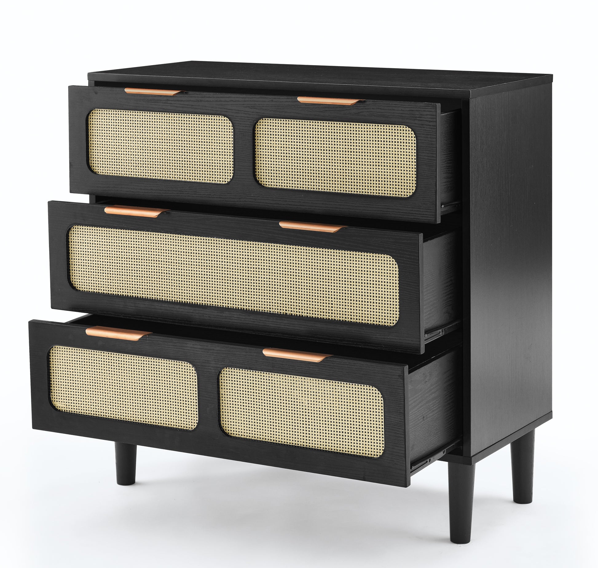 3 Drawer Dresser, Modern Rattan Dresser Cabinet With Wide Drawers And 3 Drawer Dresser, Modern Rattan Dresser Cabinet With Wide Drawers And