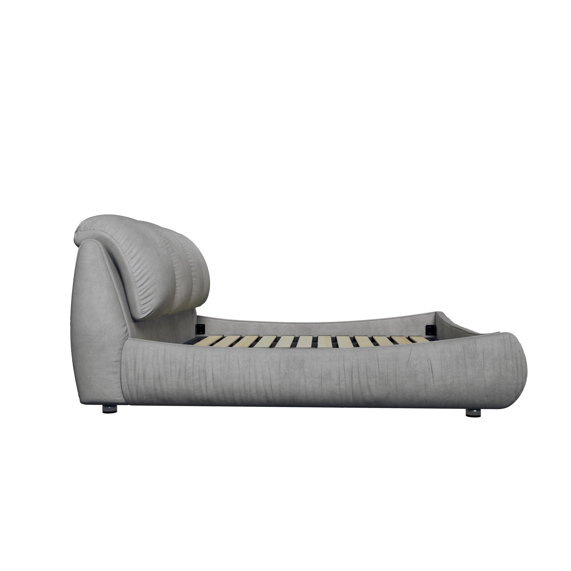 Queen Size Upholstered Platform Bed With Oversized Padded Backrest, Thickening Pinewooden Slats And Solid Wood Leg,Grey Queen Grey Pine Solid Wood