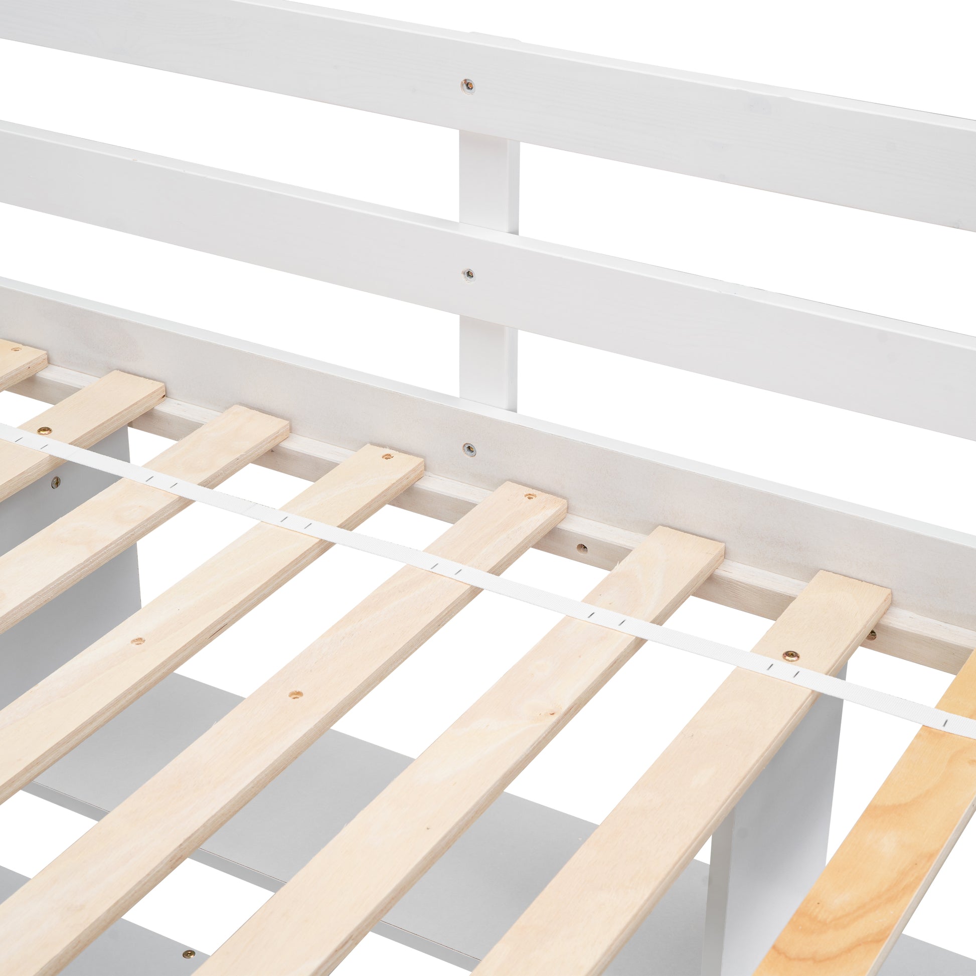 Full Size Loft Bed With Built In Desk, Bookshelves And Storage Staircase,White Full White American Design Pine