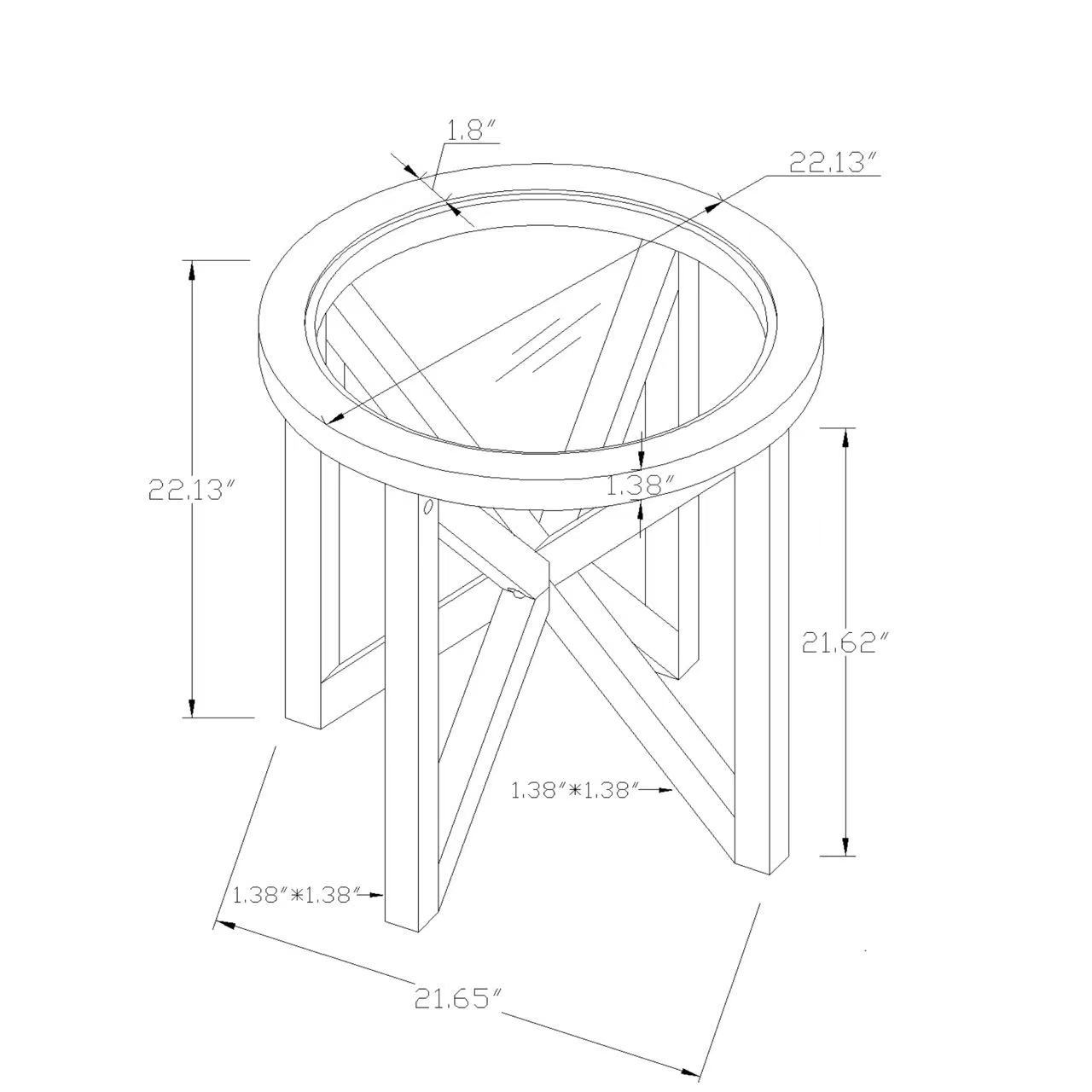 Modern Simple Glass Coffee Table, Tempered Glass Coffee Table Solid Wood Base Round Transparent Glass Top Modern Living Room Terrace Study Coffee Table Cherry Wood Glass