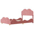 Full Size Upholstered Platform Bed With Cloud Shaped Bed Board, Dark Pink Dark Pink Velvet