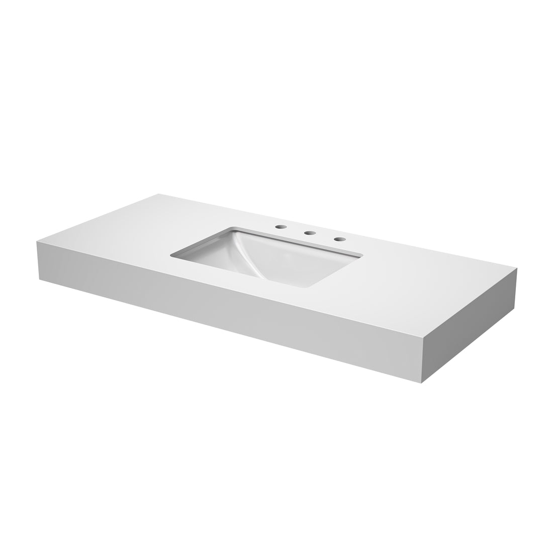 Bathroom Vanity Top49 "X 22" Under Hanging 4.7" Pure White Rock Panel Can Be Hung Single, With Mounting Bracket, Cupc Ceramic Sink And Three Hole Faucet Hole With Backsplash White Marble