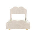 Twin Size Upholstered Platform Bed With Cloud Shaped Bed Board, Beige Beige Velvet