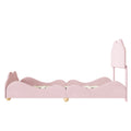 Full Size Upholstered Platform Bed With Cloud Shaped Bed Board, Light Pink Light Pink Velvet