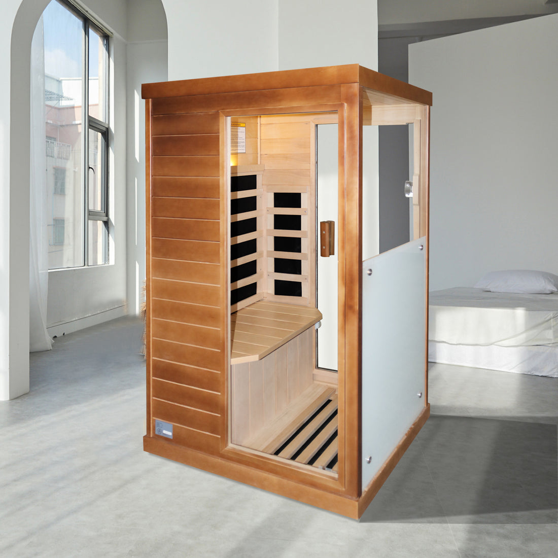 Infrared Sauna Room Single Room Natural Metal & Wood Solid Wood