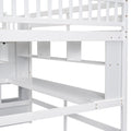 Full Size Loft Bed With Built In Desk, Bookshelves And Storage Staircase,White Full White American Design Pine