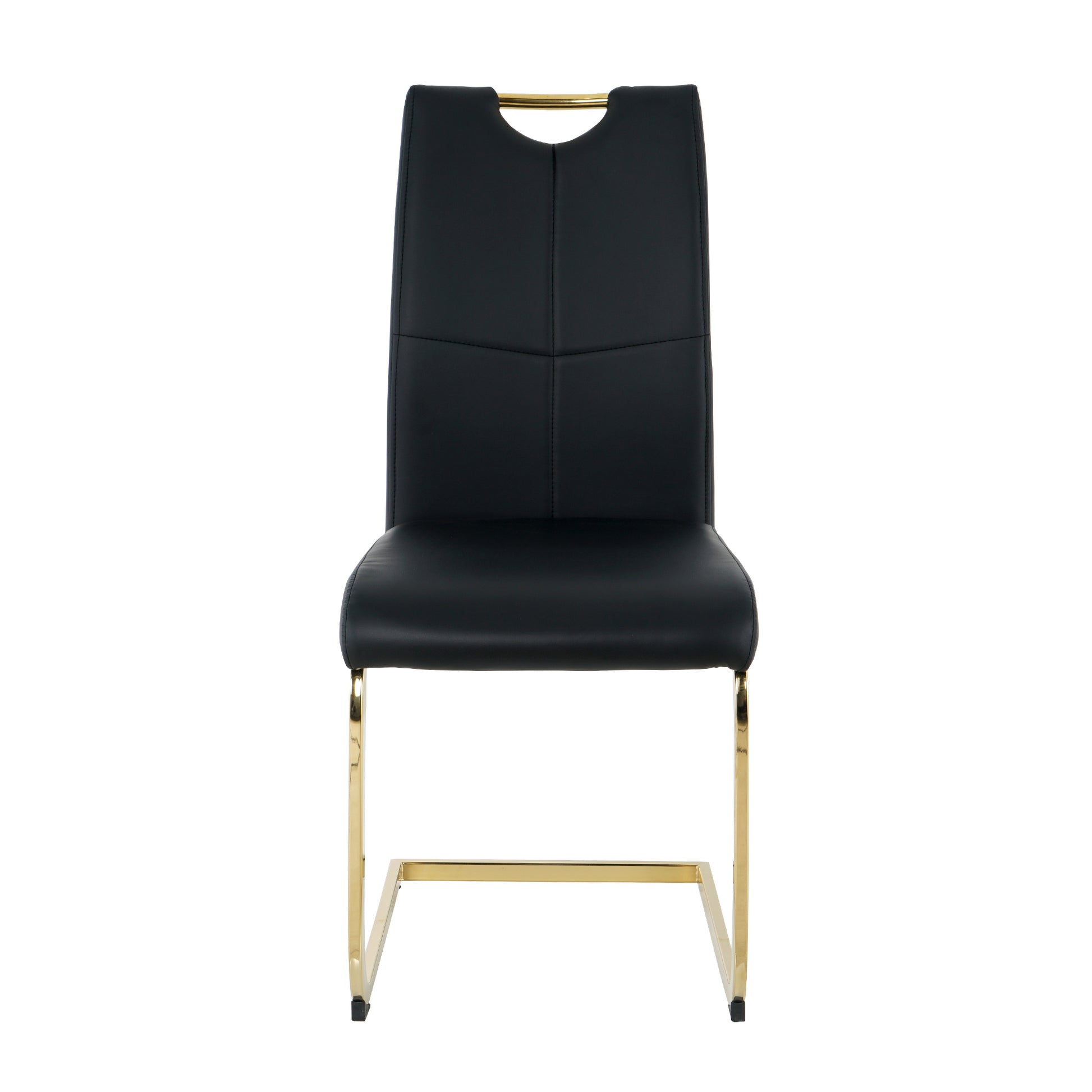 Modern Dining Chairs With Faux Leather Padded Seat Dining Living Room Chairs Upholstered Chair With Gold Metal Legs Design For Kitchen, Living, Bedroom, Dining Room Side Chairs Set Of 4 Black Gold Metal