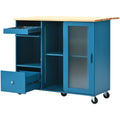 Kitchen Island with Drop Leaf, LED Light Kitchen Cart navy