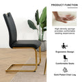 Modern Dining Chairs With Faux Leather Padded Seat Dining Living Room Chairs Upholstered Chair With Gold Metal Legs Design For Kitchen, Living, Bedroom, Dining Room Side Chairs Set Of 4 Black Gold Metal