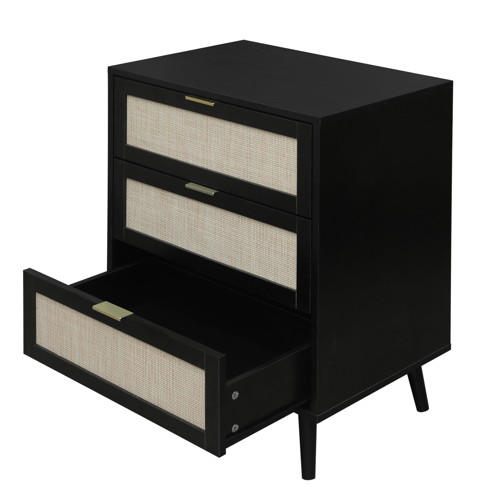 3 Drawer Cabinet, Suitable For Bedroom, Living Room, Study Black Particle Board