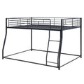 Metal Floor Bunk Bed, Full Xl Over Queen, Black Black Metal