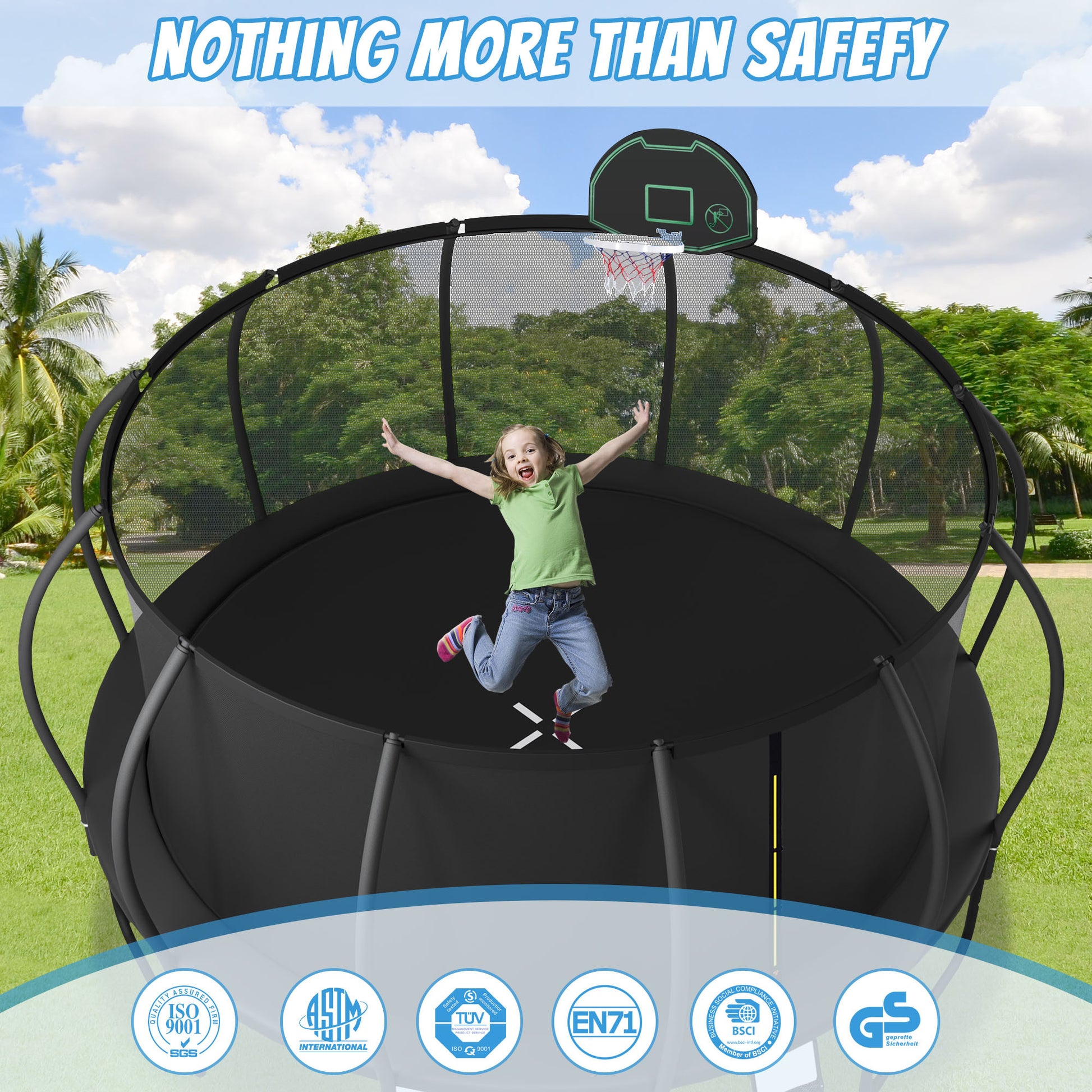 12Ft Trampoline For Kids With Upgraded Arcpole And Composite Toploop F