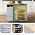 Kitchen Island with Drop Leaf, LED Light Kitchen Cart