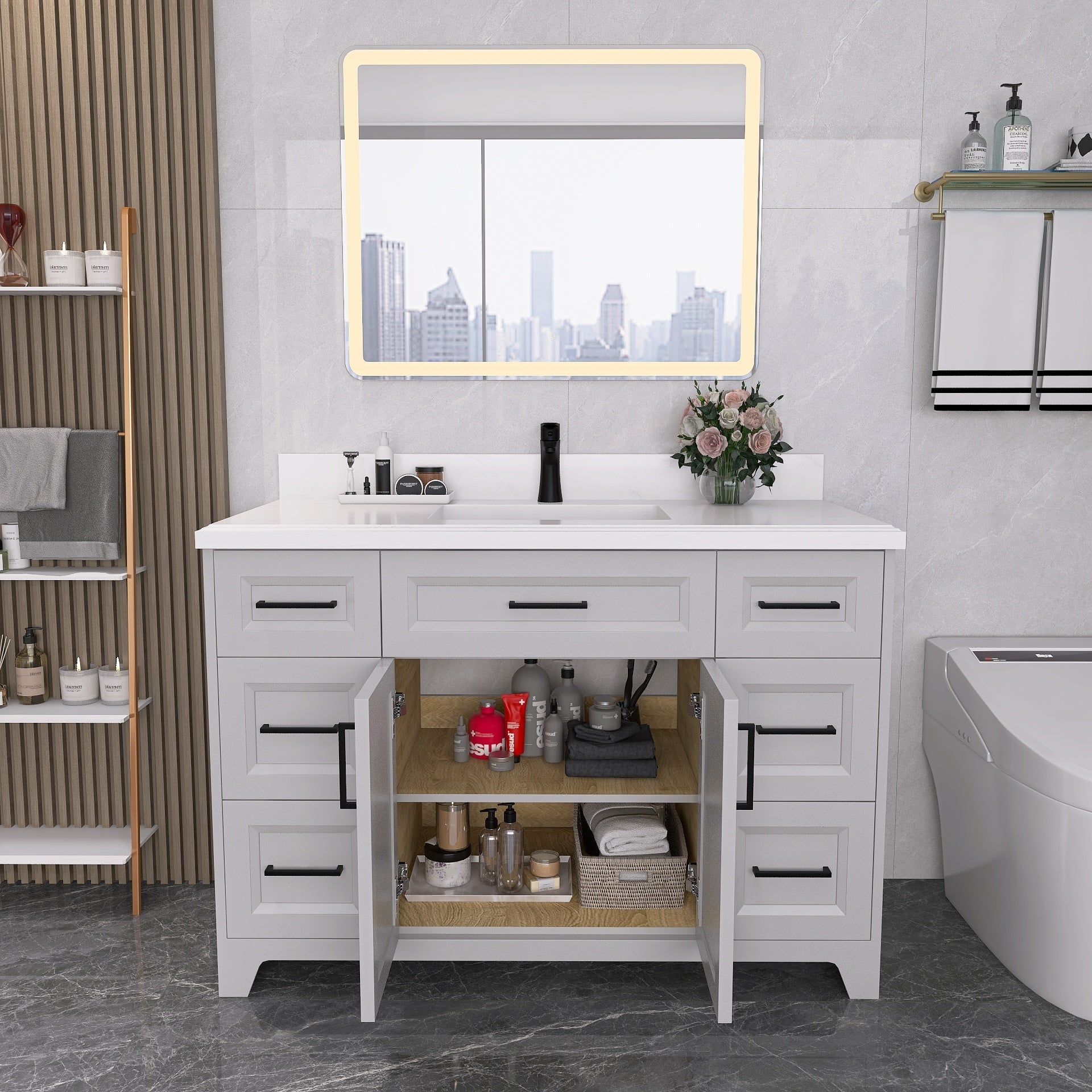48" Bathroom Vanity With Sink Combo, Modern
