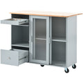 Kitchen Island with Drop Leaf, LED Light Kitchen Cart