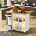 Kitchen Island with Drop Leaf, LED Light Kitchen Cart