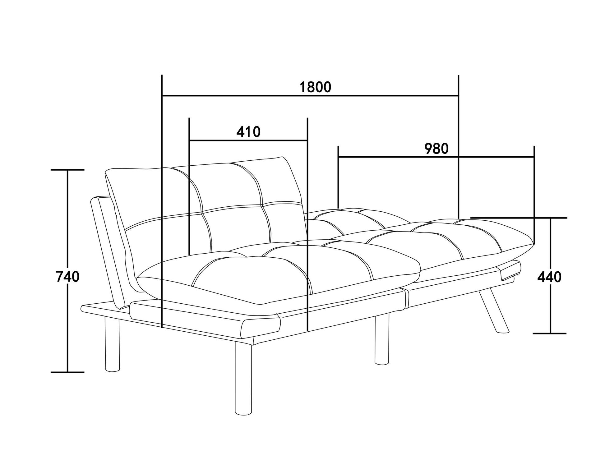 Black Convertible Folding Modern Sofa Bed Twin Black White Primary Living Space Modern Pine Foam Upholstered