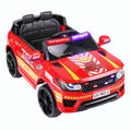 12V Kid Ride On Police Car With Parental Remote Control, Battery Powered Electric Truck With Siren, Flashing Lights, Music, Spring Suspension, Red Red Polypropylene