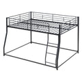 Metal Floor Bunk Bed, Full Xl Over Queen, Black Black Metal