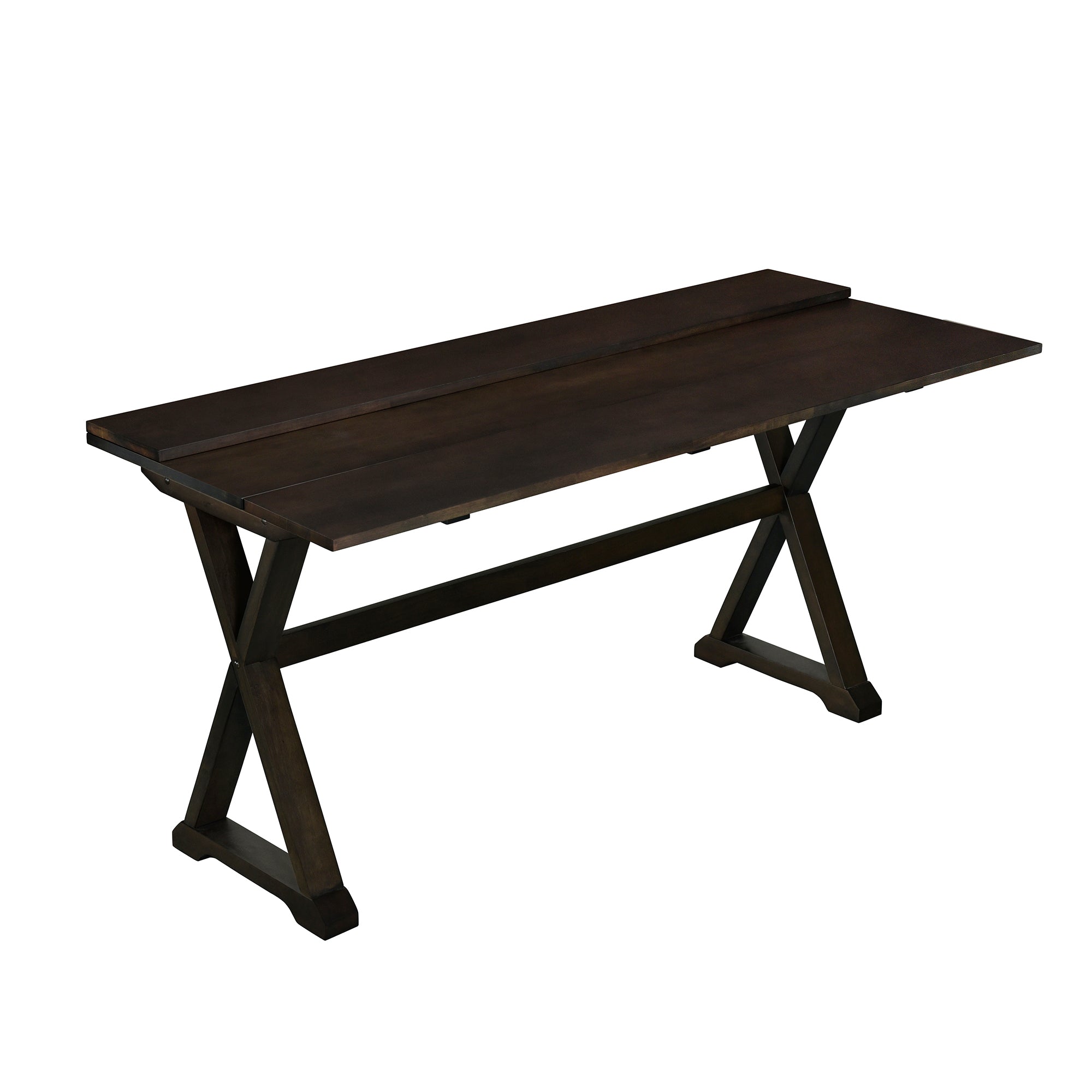 5 Piece 62*35.2Inch Extendable Rubber Wood Dining Table Set With X Sha