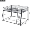 Metal Floor Bunk Bed, Full Xl Over Queen, Black Black Metal