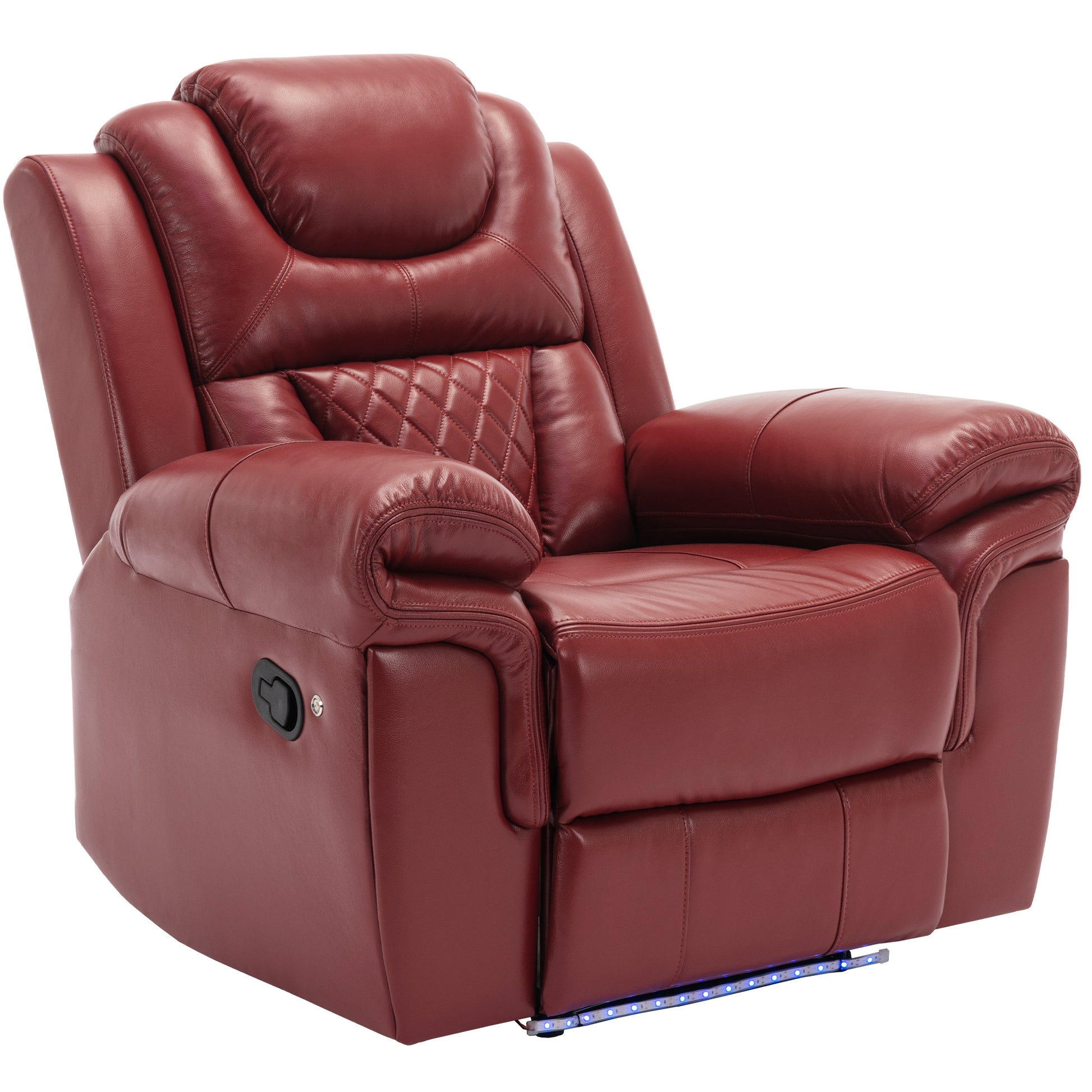 Home Theater Seating Manual Recliner Chair With Led Light Strip For Living Room,Bedroom, Wine Red Wine Red Foam Faux Leather