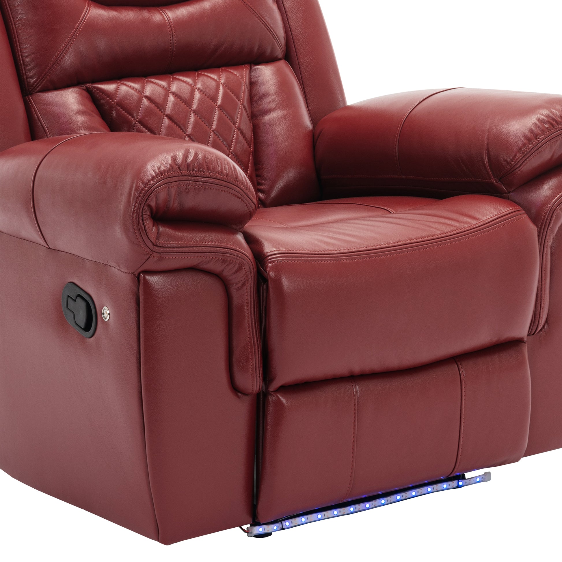 Home Theater Seating Manual Recliner Chair With Led Light Strip For Living Room,Bedroom, Wine Red Wine Red Foam Faux Leather