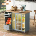 Kitchen Island with Drop Leaf, LED Light Kitchen Cart