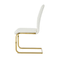 Modern Dining Chairs With Faux Leather Padded Seat Dining Living Room Chairs Upholstered Chair With Gold Metal Legs Design For Kitchen, Living, Bedroom, Dining Room Side Chairs Set Of 4 White Gold Metal