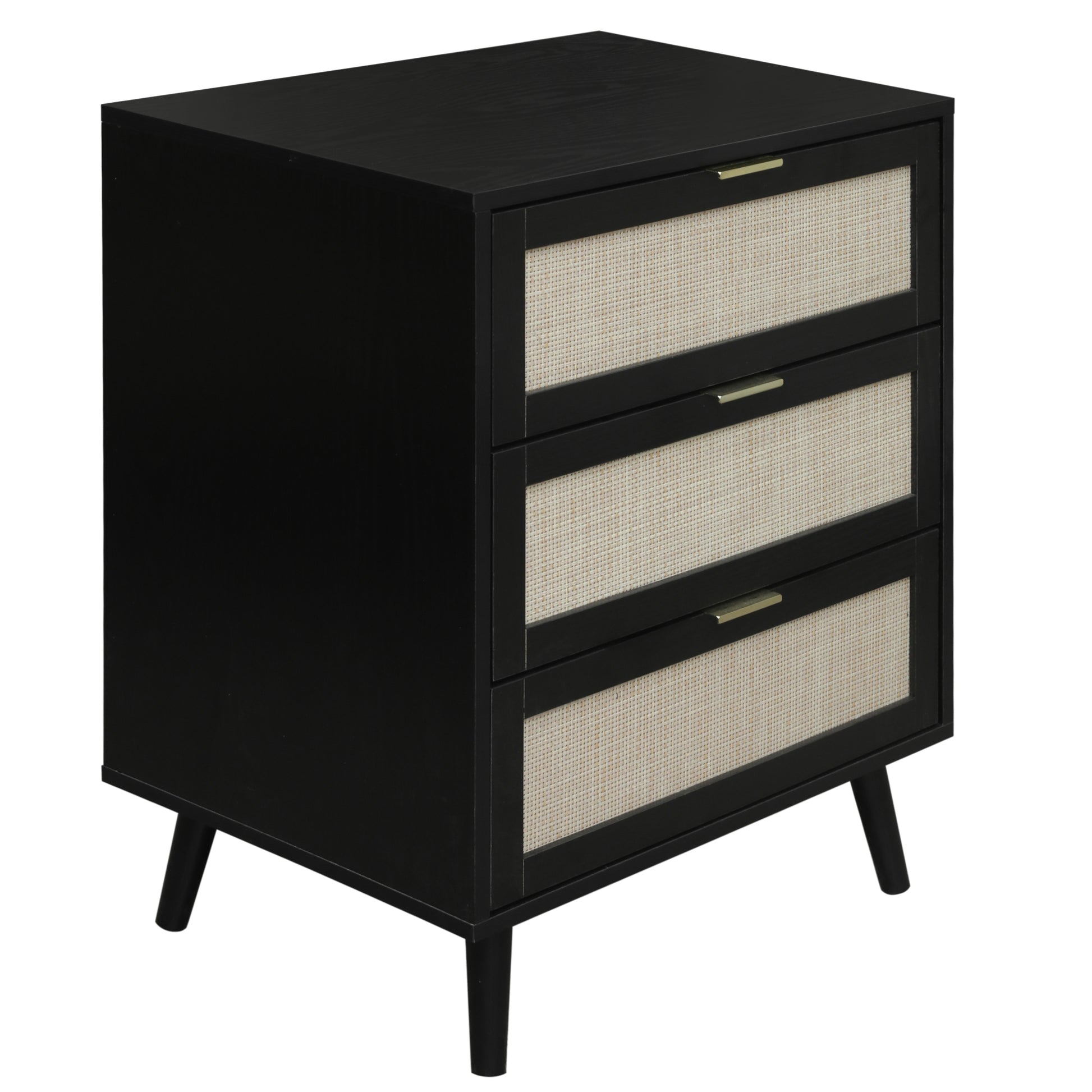 3 Drawer Cabinet, Suitable For Bedroom, Living Room, Study Black Particle Board