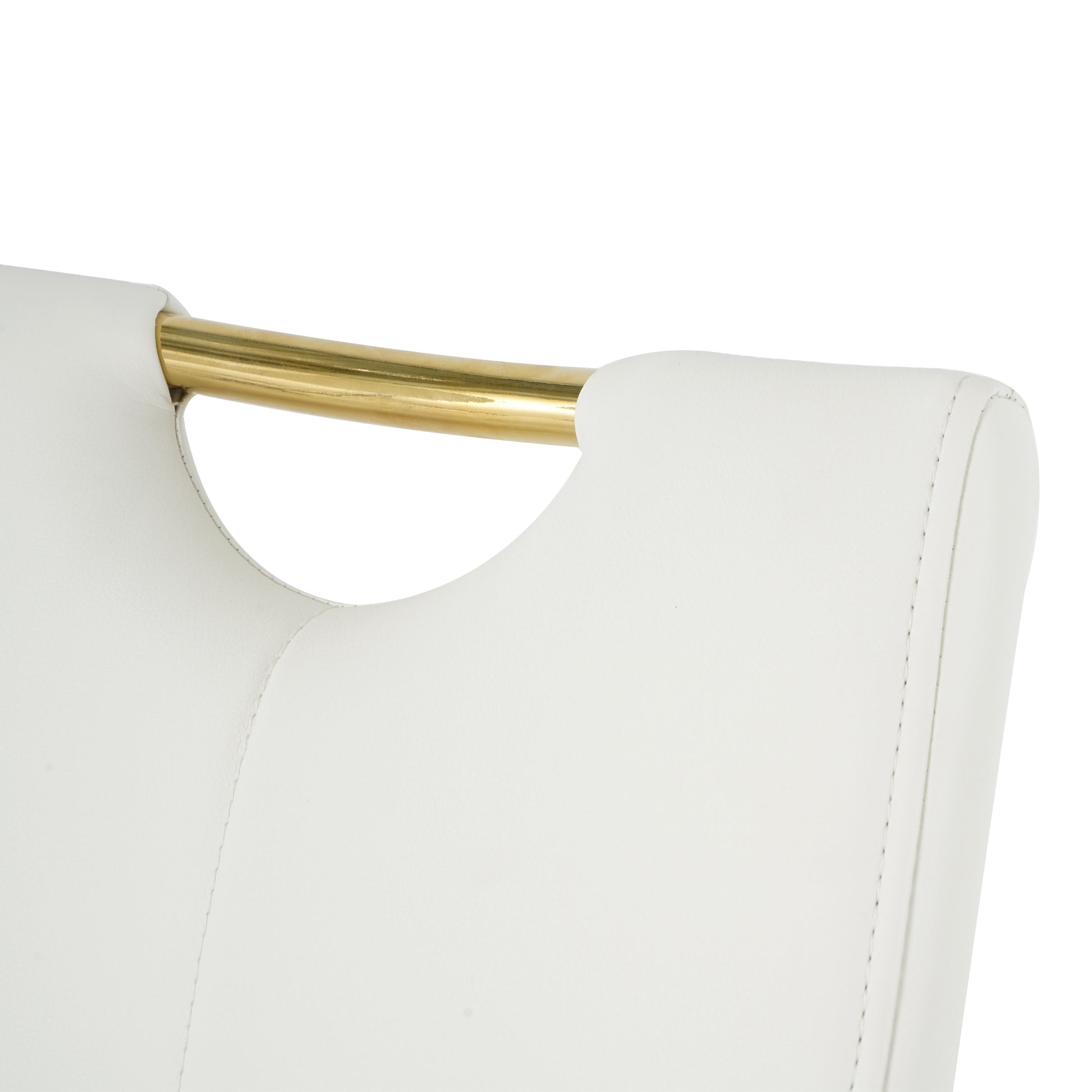 Modern Dining Chairs With Faux Leather Padded Seat Dining Living Room Chairs Upholstered Chair With Gold Metal Legs Design For Kitchen, Living, Bedroom, Dining Room Side Chairs Set Of 4 White Gold Metal