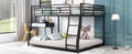 Metal Floor Bunk Bed, Full Xl Over Queen, Black Black Metal